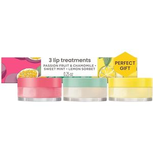 Burt's Bees - Lip Mask Set - Intensieve Nachtbehandeling - Hydrateert en Voedt voor Gehele Dag - Passievrucht & Kamille, Zoete Munt & Citroensorbet