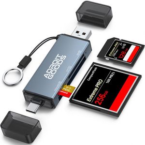 AdroitGoods - CF Kaartlezer - 3-Slot Memory Card Adapter - USB-A en USB-C