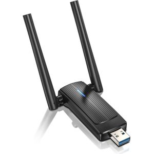 WLAN-6 USB-stick, USB 3.0 WLAN USB-adapter AX1800 Dual antenne 802.11 AC dualband (5GHz 1200Mbit/s + 2,4GHz 574Mbit/s) netwerkadapter ondersteunt Windows 11/10/7/XP, Mac OS 10.6-10.15