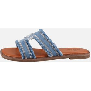 Gezondheidsslippers - Jeansblauw - Synthetisch - Blokhak - Open Neus