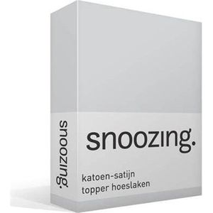 Snoozing - Katoen-satijn - Topper - Hoeslaken - Lits-jumeaux - 180x220 cm - Grijs