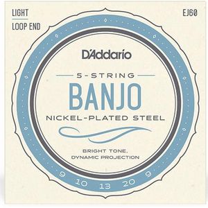 D'Addario J60 Nickel Light 5-String Banjo 9-20 banjosnaren
