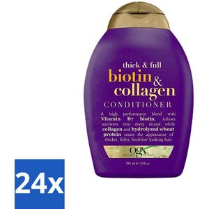 24 x OGX - Biotin + Collagen - Conditioner - Volumegevend - Voor Fijn Haar - 385 ml - Haarvolume - Conditioner Voor Dun Haar - Haarversterker - Biotine Shampoo - Collageen Conditioner