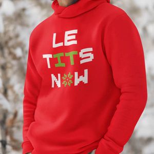 Foute Kerst Hoodie Rood Le Tits Now XS