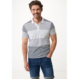 Striped Buttonless Polo SS Mannen - Wit - Maat S