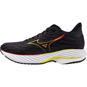 Mizuno - Wave Rider - Hardloopschoenen - Zwart - Rood - Geel - Textiel - Synthetisch