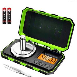 Milligram Weegschaal - Mini Weegschaal Met 50g Kalibratiegewicht - Keukenweegschaal Met Tarra En LCD-Scherm - Blauw - Oranje - Groen