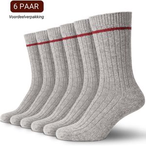 Sukats® The Norwegians - 6 Paar - Noorse Sokken met badstofzool - Maat 39-42 - Grijs - Dames en Heren - Voordeelverpakking - Nordic Socks - Warme Sokken - Wintersokken - Wollen Sokken - Scandinavische Sokken - Verwarmde Sokken