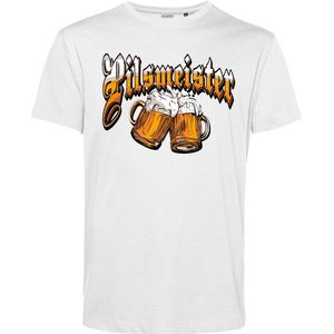 T-shirt Pilsmeister | Carnavalskleding heren dames | Oktoberfest | Foute Party | Wit | maat L
