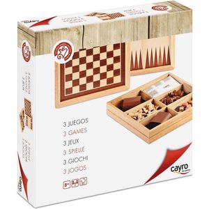 Cayro - 3-in-1 Spel - Schaken Dammen Backgammon - Hout - Geschikt vanaf 7 Jaar