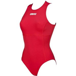 Dames Solid Waterpolo One Piece red/white