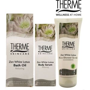 Therme Zen White Lotus shower scrub, bath oil en body serum