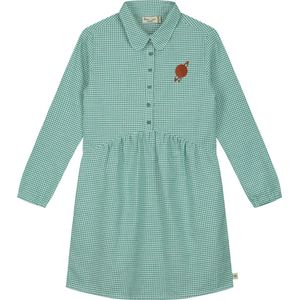 Smitten Organic - Lange mouwen vichy gebroduurd evase jurk