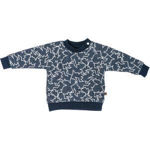 MXM Baby trui- Blauw- Sweater- Print- Jeans- Wit- Maat 74