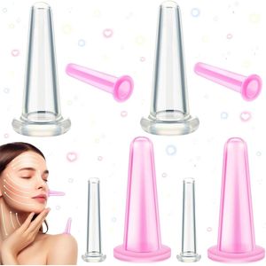 Jhubers Goods - Cups voor gezichtsmassage en anti-cellulitis, set van 8 siliconen vacuüm cups voor cupping massage, anti-aging en pijnverlichting