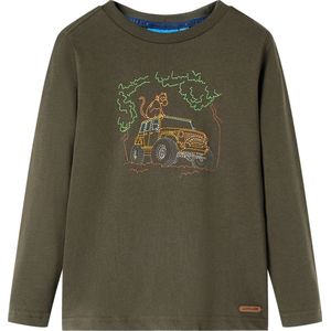 vidaXL - Kindershirt - met - lange - mouwen - 92 - kakikleurig