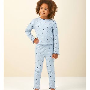 Little Label - pyjama meisjes - lichtblauw hartjes - bio katoen