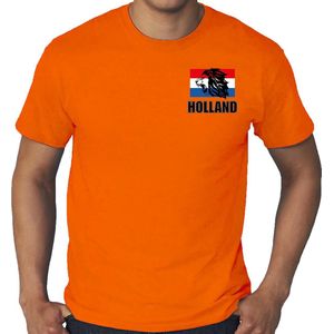 Grote maten oranje t-shirt met leeuw en vlag op borst Holland / Nederland supporter EK/ WK heren XXXL