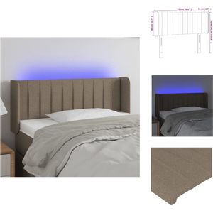 vidaXL Hoofdbord LED Taupe - 93 x 16 x 78/88 cm - Verstelbare hoogte - Comfortabele ondersteuning - Duurzaam materiaal - Kleurrijke LED-verlichting - Snijdbare LED-strip - Inclusief montagehandleiding - randen - Bedonderdeel