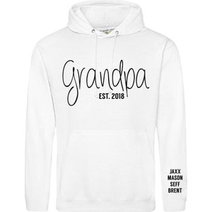 Heren hoodie grandpa est met jaartal en naam of namen van de kleinkinderen-Maat S