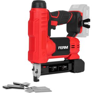 FERM - AX-POWER - SGM1024 - Accu - Tacker - Nietpistool - Spijkerpistool - 20V - Capaciteit: - 30 st/min - Magazijn: - 100 stuks - voor: -Spijkers - en - Nieten - LED werklicht - Softgrip - Zonder accu en lader - Wireless - Staple gun and nail gun.