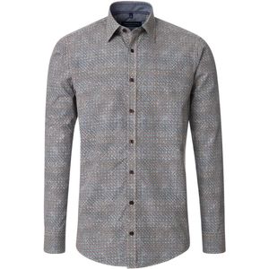 CASA MODA - Sport Comfort Fit Overhemd - Bruin Dessin - Strijkvriendelijk