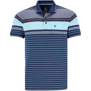Hajo - Poloshirt Premium - heren- blauw groen gestreept - maat M