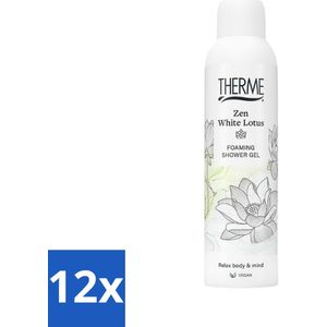 12 x Therme - Shower Foaming ml Zen White - Product - Verzorgend - Verfrissend - 200ml - Douchegel - Verzorgend - Hydraterend - Zen - Aromatherapie