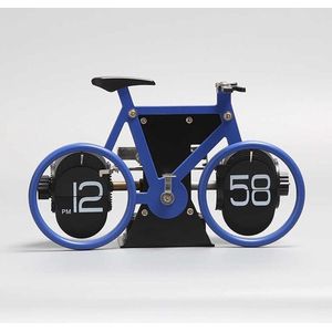Retro fiets Flipklok- Blauw - 20x13x8cm - Mechanische Automatische Flip Down Pagina - Tafelklok - Kantoor Flip Klok - wandklok – Modern