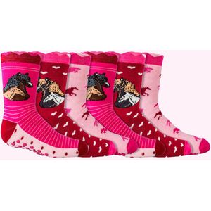 Kindersokken | Huissokken | Antislip | kleurrijke grappige sokkenpakket | happy sock printjes | voordeelpakket 9 paar | 3 thema's meiden