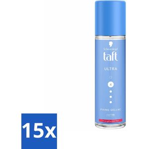 15 x Taft - Ultra 4 - Fixing Gellax - Ultieme controle - 200 ml - Gellac Spray - Natuurlijke Look - Vegan - Alcoholvrij - Siliconenvrij