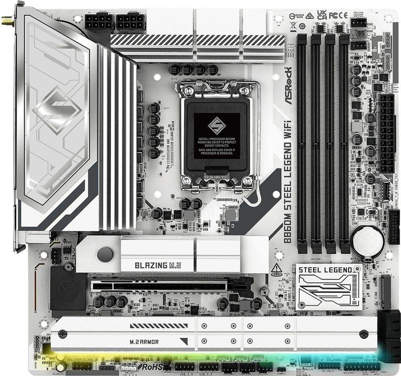 AsRock - B860M Steel Legend WiFi - Moederbord - Zwart - mATX - DDR5