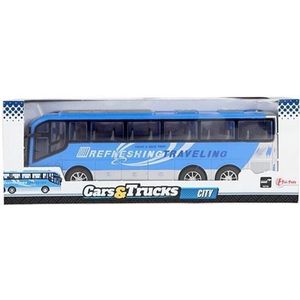 Cars & Trucks Reisbus Blauw Frictie, 32cm