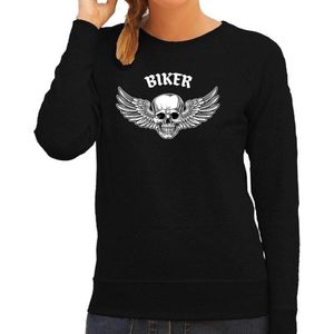 Biker motor sweater zwart voor dames - motorrijder /  fashion trui - outfit L