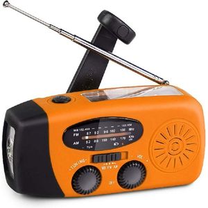 Zonne-energie Noodradio met Handcrank - AM/FM Radio met 3 LED Zaklamp & 2000mAh Powerbank | Waterdichte sradio met Telefoonoplader | Ideaal voor Noodgevallen en Buitenactiviteiten