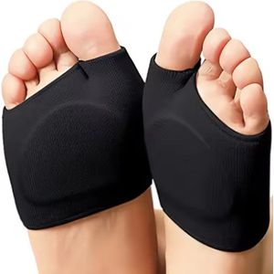 Siliconen Gel Half Inlegzolen Vrouwen mannen Middenvoet Pads Hakken Half Honingraat Ademend Schoen Relief Vochtafvoerende Voorvoet Pad zwart (L)