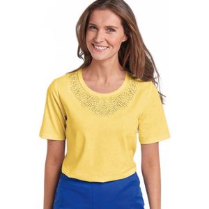 T-shirt met korte mouwen en geborduurde kraag met studs