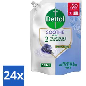 Dettol - Handzeep Navulling - Soothe - Lavendel & Vioolbloesem - 500 ml - Voordeelverpakking - 24 stuks