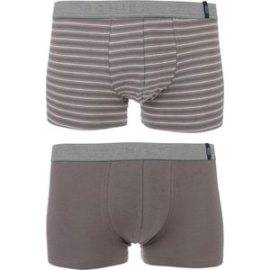 Schiesser - 2-pack Low Rise Trunk Boxershorts Gestreept / Taupe - XXL