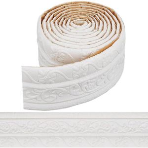 CSGoods - 3 Inch Molding Flexibele Foam Trim - Wit - Zelfklevend - Decoratieve Muur Rand - Grens - 3D Design - Hotel Decoratie