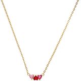 Lucardi - Dames Stalen Goldplated Ketting - Rood Zirkonia Hart - Staal - Goudkleurig - 47 cm