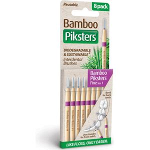 Piksters Bamboe Rechte Ragers - Maat 1 - Fijn Paars - 8 stuks