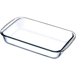 Rechthoekige ovenschaal van hittebestendig glas, vaatwasmachinebestendige gasbakvormen, servies om te braden, glazen ovenschaal voor lasagne, cake (transparant 1,5 l)