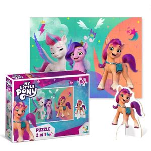 DODO Toys - My Little Pony Puzzel 2-in-1 met Sunny Speelfiguur 4+ - 60 stukjes - 23x32 cm - My Little Pony Speelgoed 3-4-5 jaar-Kinderpuzzel 4 jaar