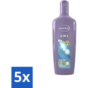 Andrélon - 2-in-1 - Shampoo - Reinigt & Verzorgt - 300 ml - Bulkverpakking - 5 stuks