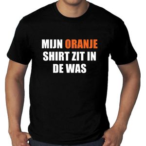 Grote maten Koningsdag t-shirt Mijn oranje shirt zit in de was - zwart - heren - Koningsdag outfit / kleding XXXL