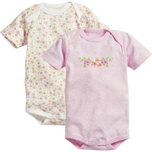 Playshoes Schnizler set 2 rompers korte mouw roze bloemen