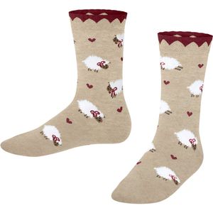 FALKE Cute Sheep gedessineerd katoen viscose sokken kinderen beige - maat 27-30