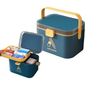 Dubbele laag Medische Doos voor EHBO-opslag - Draagbaar en Compact met Sleutelslot - Thuis, School, Kantoor - Medicijnopslag Container