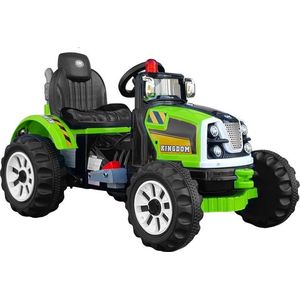 Kingdom elektrische tractor voor kinderen groen - 2 - 5km/h - 106 cm x 61 cm x 64 cm - accu voertuig voor kinderen - 2x 45W motoren - voor en achteruit - remt automatisch al gas word losgelaten - 2 snelheden